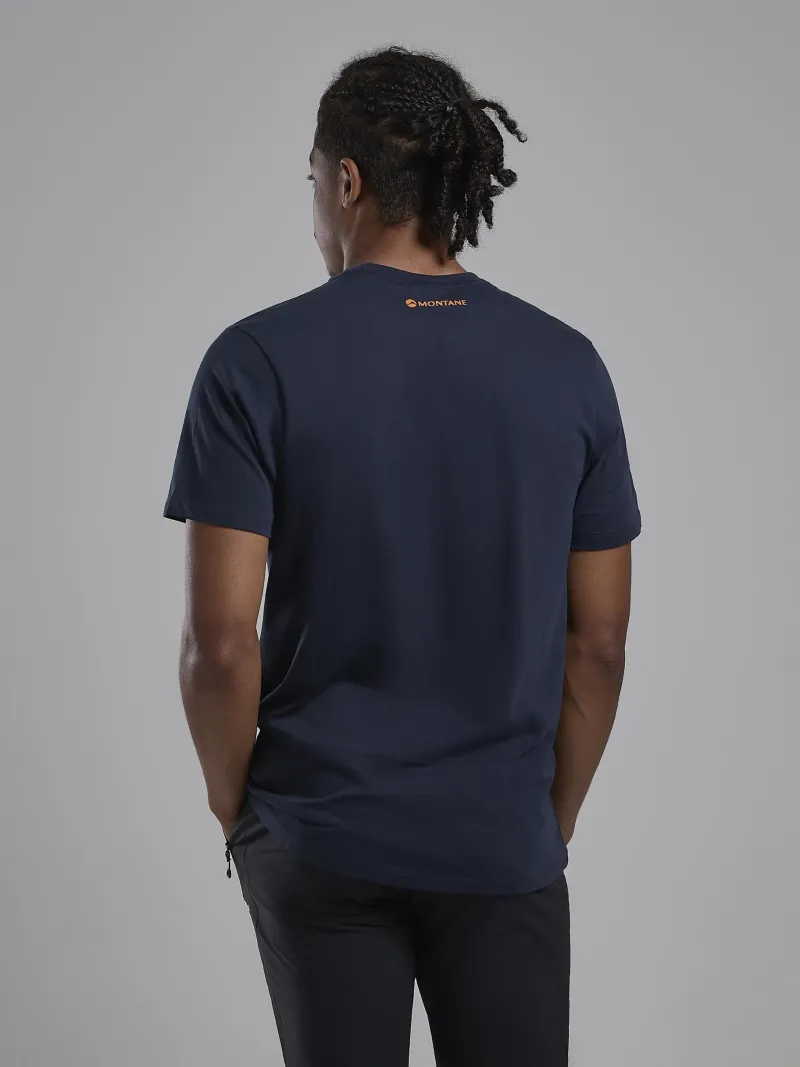 Montane T-Shirts & Baselayers-Mens Abstract Mountain T-Shirt - Eclipse Blue