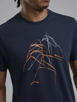 Montane T-Shirts & Baselayers-Mens Abstract Mountain T-Shirt - Eclipse Blue