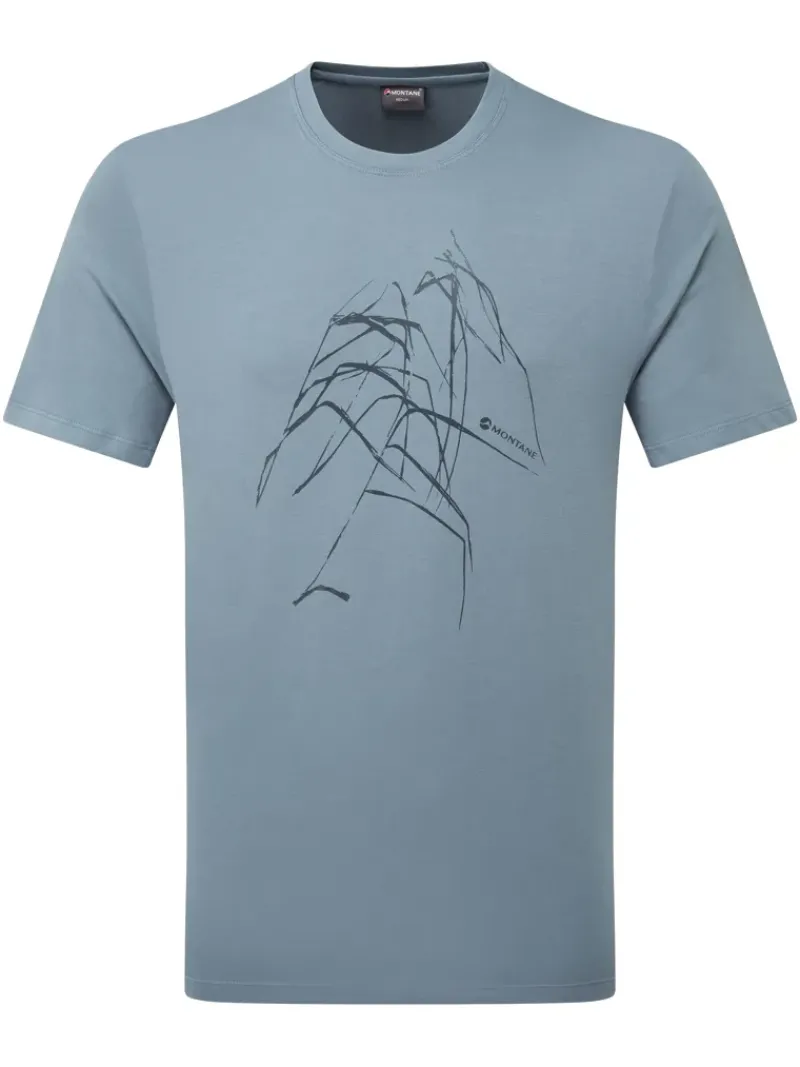 Montane T-Shirts & Baselayers-Mens Abstract Mountain T-Shirt - Stone Blue
