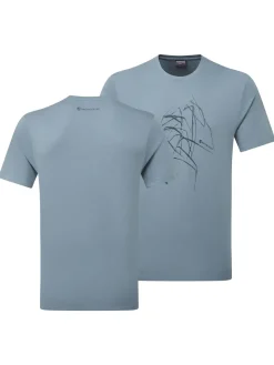 Montane T-Shirts & Baselayers-Mens Abstract Mountain T-Shirt - Stone Blue