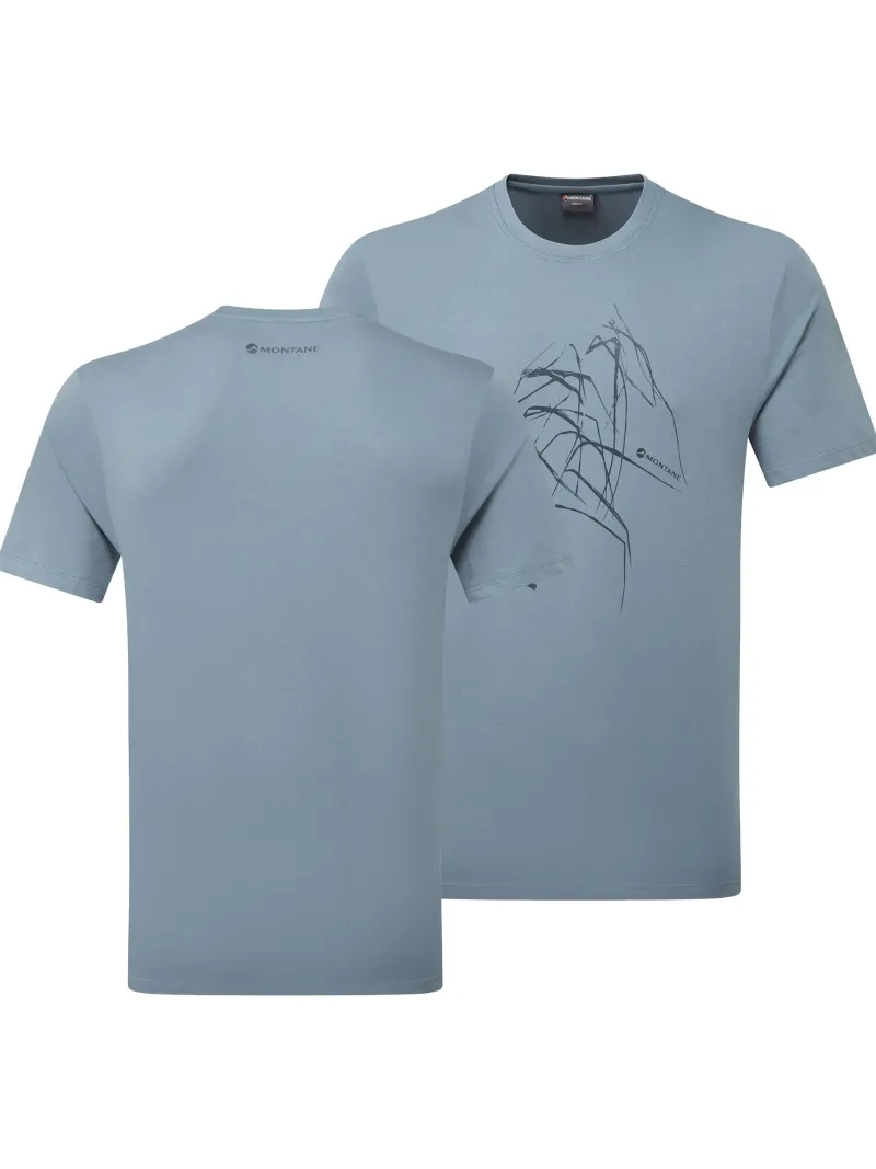 Montane T-Shirts & Baselayers-Mens Abstract Mountain T-Shirt - Stone Blue