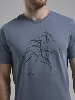 Montane T-Shirts & Baselayers-Mens Abstract Mountain T-Shirt - Stone Blue