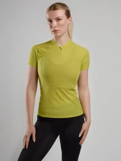 Montane T-Shirts & Baselayers-Womens Dart Nano Zip T-Shirt - Citrus Spring