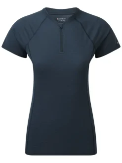 Montane T-Shirts & Baselayers-Womens Dart Nano Zip T-Shirt - Eclipse Blue