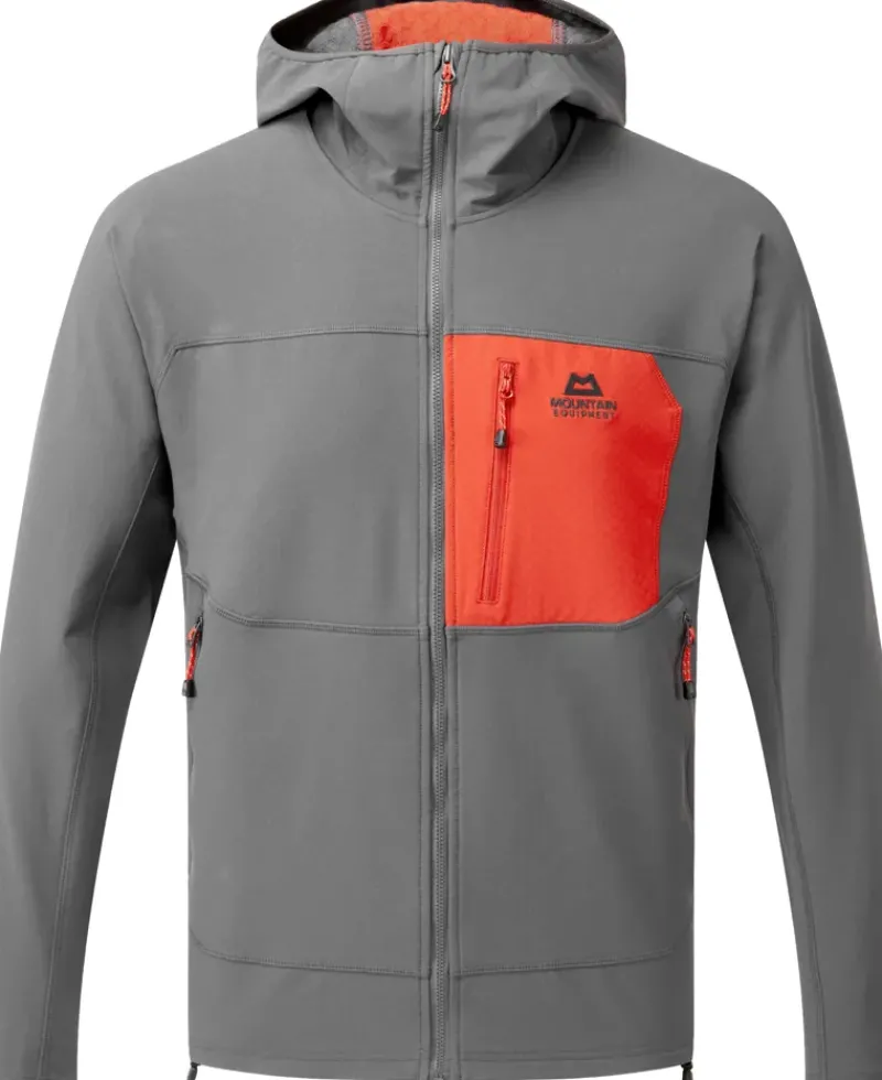 Mountain Equipment Softshell Jackets-Mens Arrow Hooded Jacket - Anvil-Red Rock