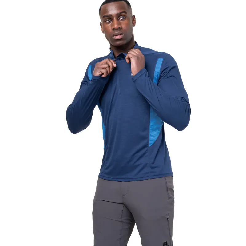 Mountain Equipment T-Shirts & Baselayers-Mens Ignis LS Zip Tee - Admiral-Atlantic