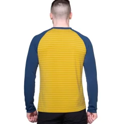 Mountain Equipment T-Shirts & Baselayers-Mens Redline LS Tee - Acid Stripe-Denim
