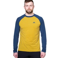 Mountain Equipment T-Shirts & Baselayers-Mens Redline LS Tee - Acid Stripe-Denim