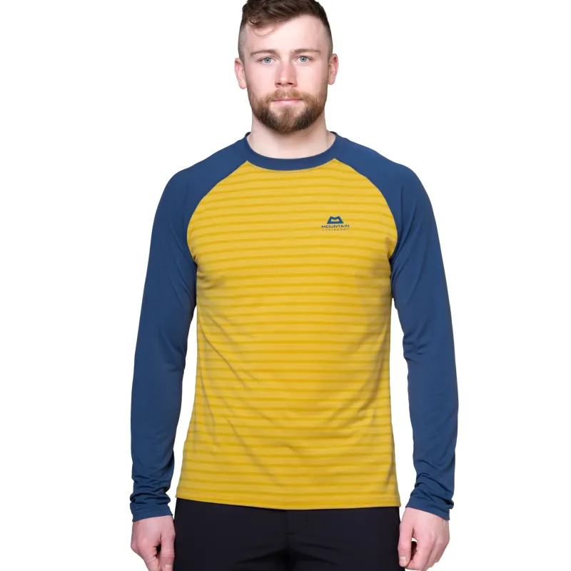 Mountain Equipment T-Shirts & Baselayers-Mens Redline LS Tee - Acid Stripe-Denim