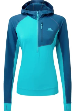 Mountain Equipment Fleece & Mid Layer-Womens Aiguille Hooded Top - Topaz-Majolica