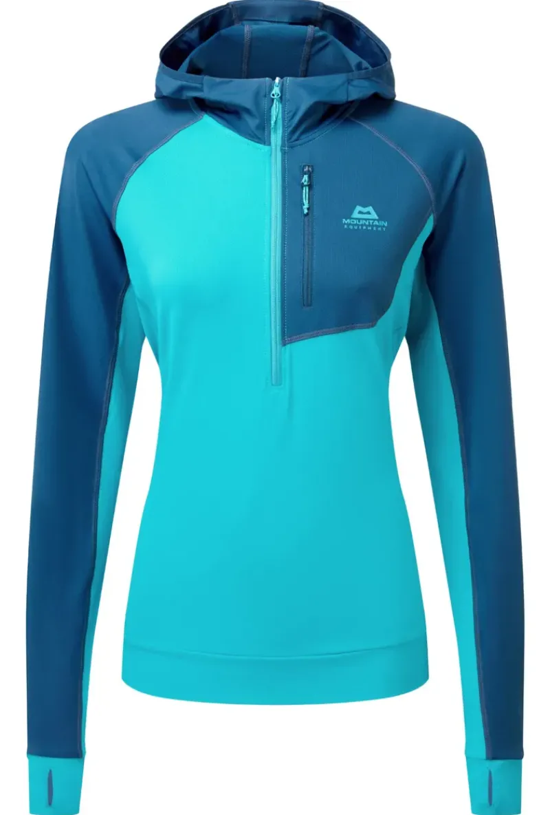 Mountain Equipment Fleece & Mid Layer-Womens Aiguille Hooded Top - Topaz-Majolica