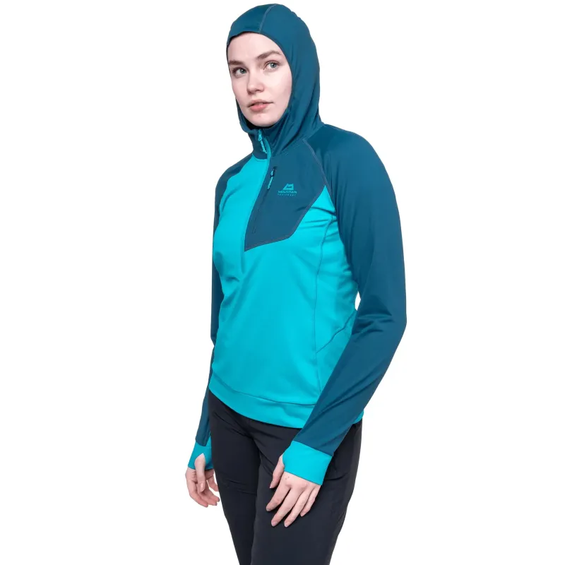 Mountain Equipment Fleece & Mid Layer-Womens Aiguille Hooded Top - Topaz-Majolica
