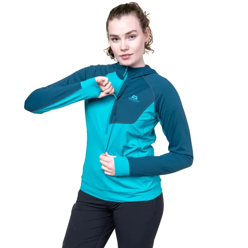 Mountain Equipment Fleece & Mid Layer-Womens Aiguille Hooded Top - Topaz-Majolica