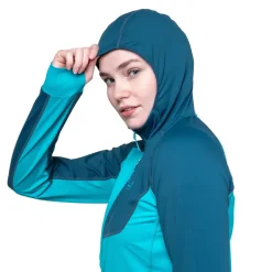 Mountain Equipment Fleece & Mid Layer-Womens Aiguille Hooded Top - Topaz-Majolica