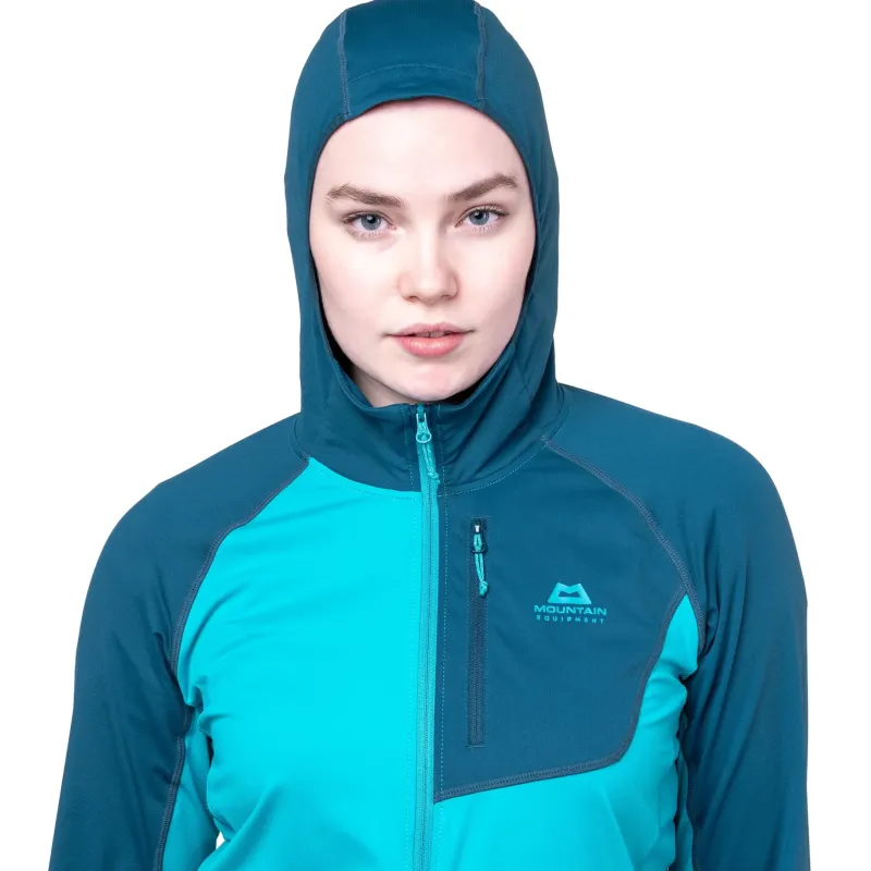 Mountain Equipment Fleece & Mid Layer-Womens Aiguille Hooded Top - Topaz-Majolica
