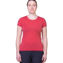 Mountain Equipment T-Shirts & Baselayers-Womens Groundup Stripe Tee - Rosewood Stripe