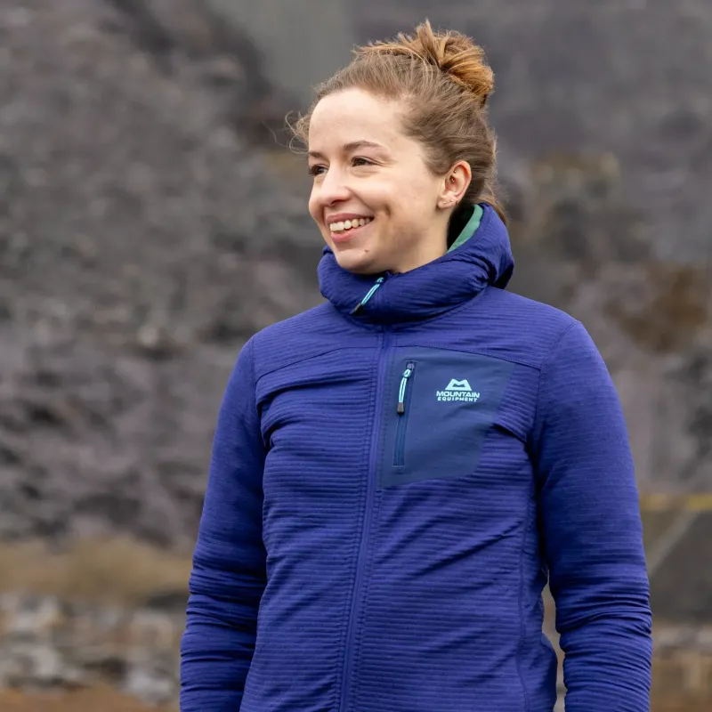 Mountain Equipment Fleece & Mid Layer-Womens Lumiko Hooded Jacket - Lichen Green-Deep Teal