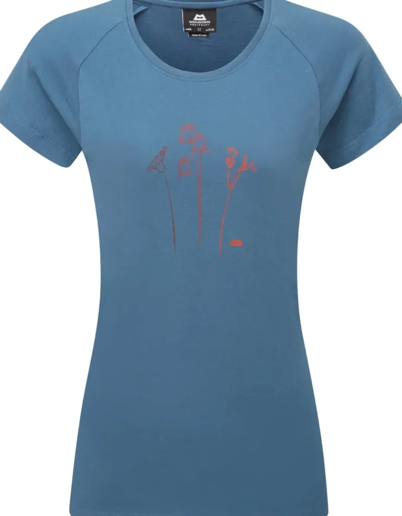 Mountain Equipment T-Shirts & Baselayers-Womens Mountain Flower Tee - Stellar Blue