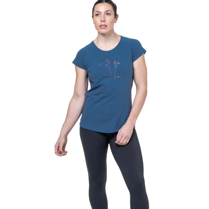 Mountain Equipment T-Shirts & Baselayers-Womens Mountain Flower Tee - Stellar Blue