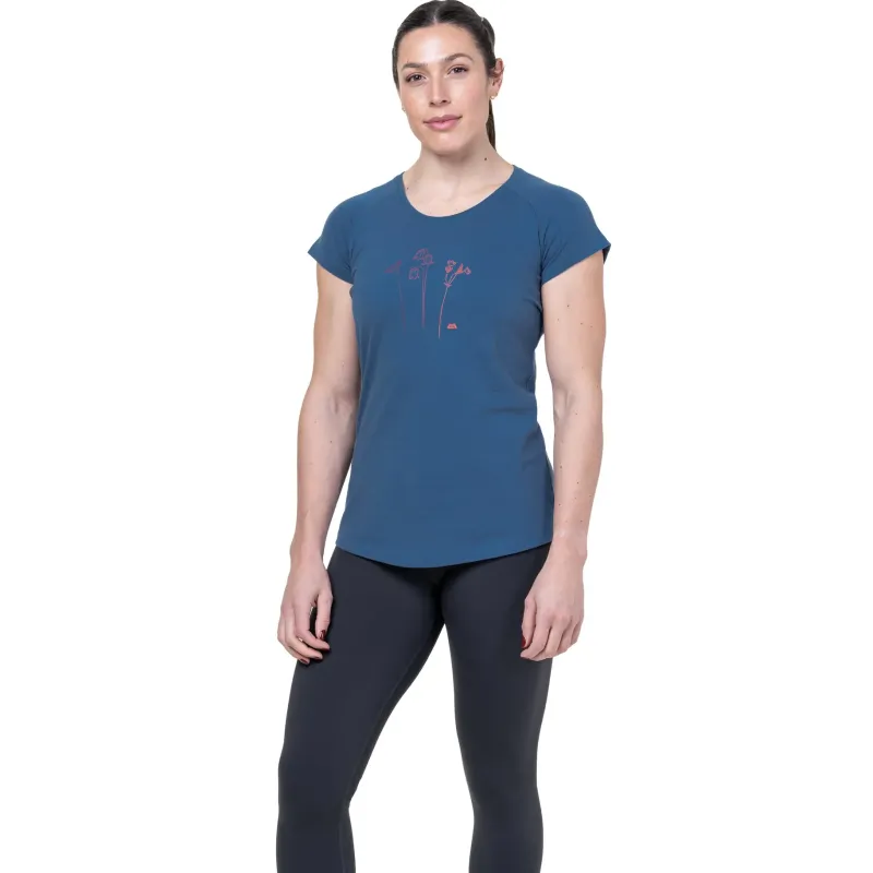 Mountain Equipment T-Shirts & Baselayers-Womens Mountain Flower Tee - Stellar Blue