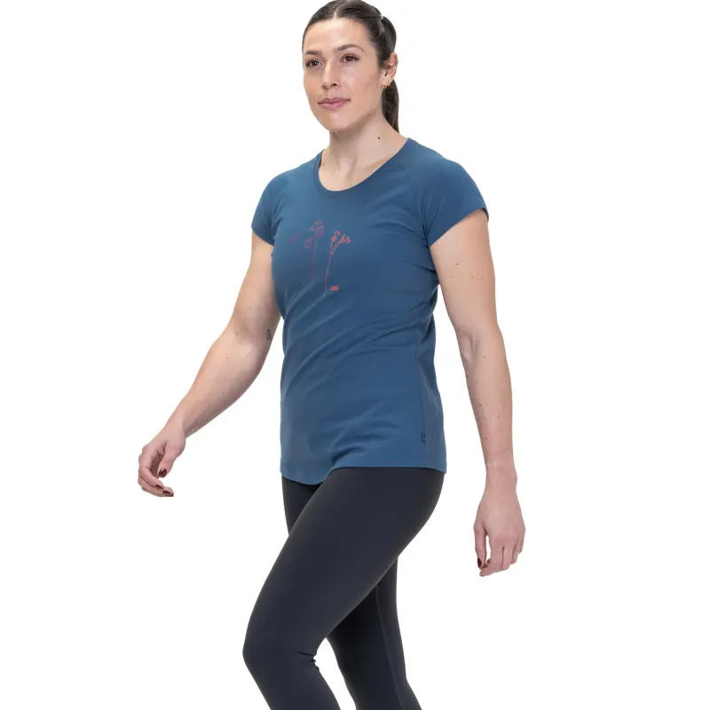 Mountain Equipment T-Shirts & Baselayers-Womens Mountain Flower Tee - Stellar Blue