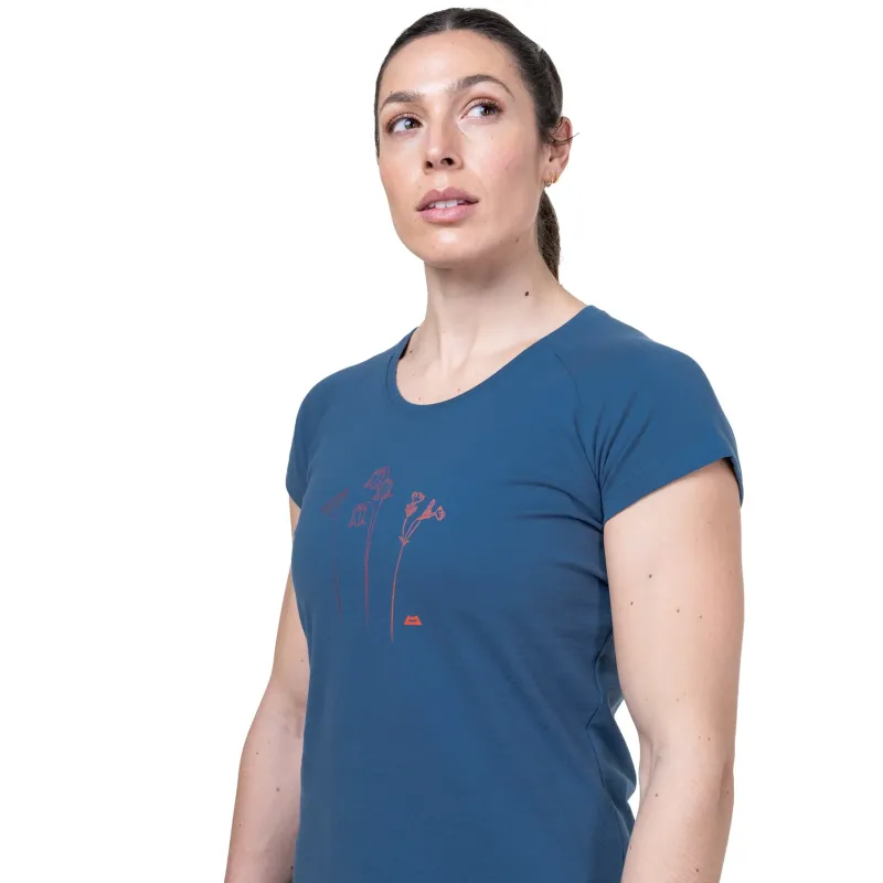 Mountain Equipment T-Shirts & Baselayers-Womens Mountain Flower Tee - Stellar Blue