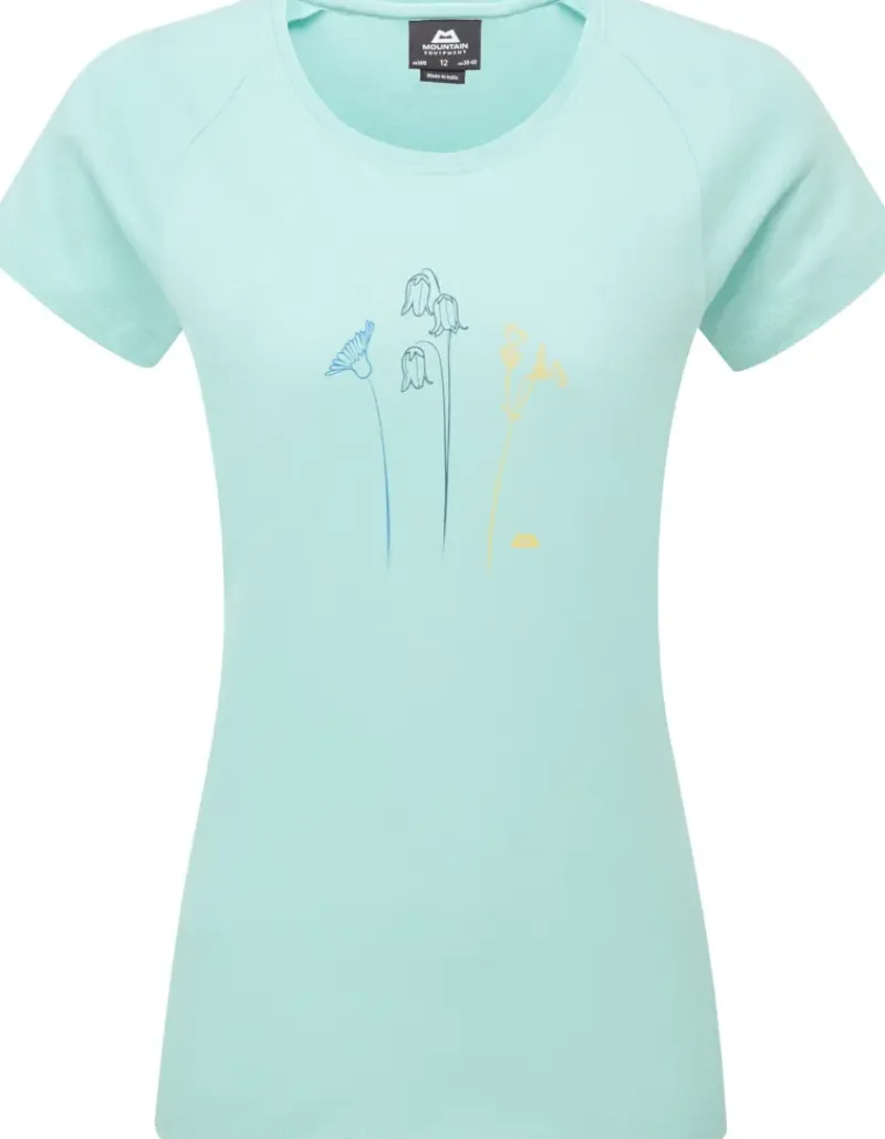 Mountain Equipment T-Shirts & Baselayers-Womens Mountain Flower Tee - Aqua