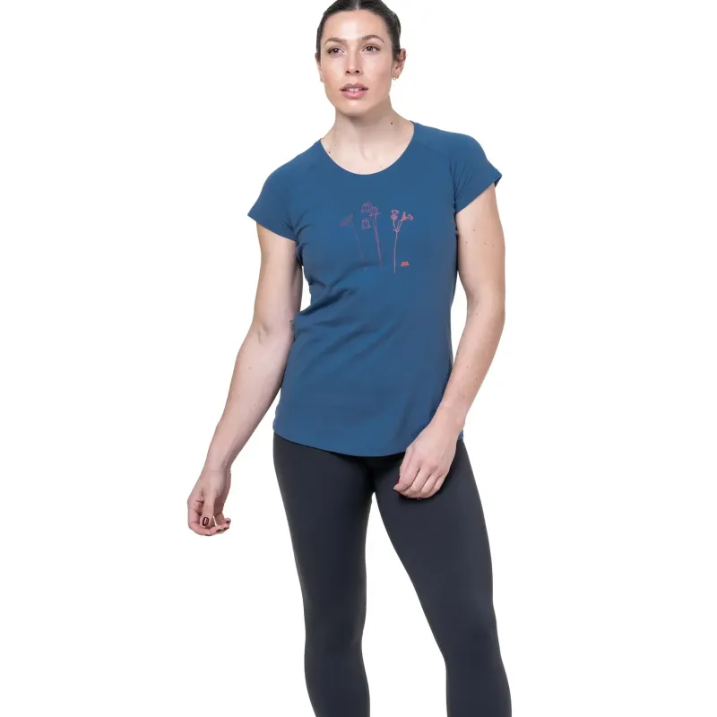Mountain Equipment T-Shirts & Baselayers-Womens Mountain Flower Tee - Aqua