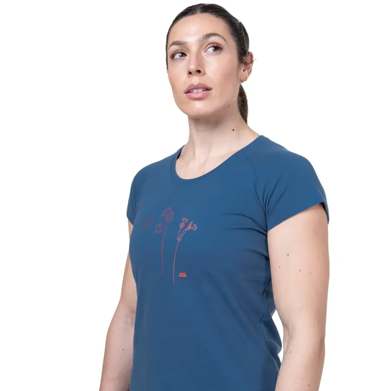 Mountain Equipment T-Shirts & Baselayers-Womens Mountain Flower Tee - Aqua