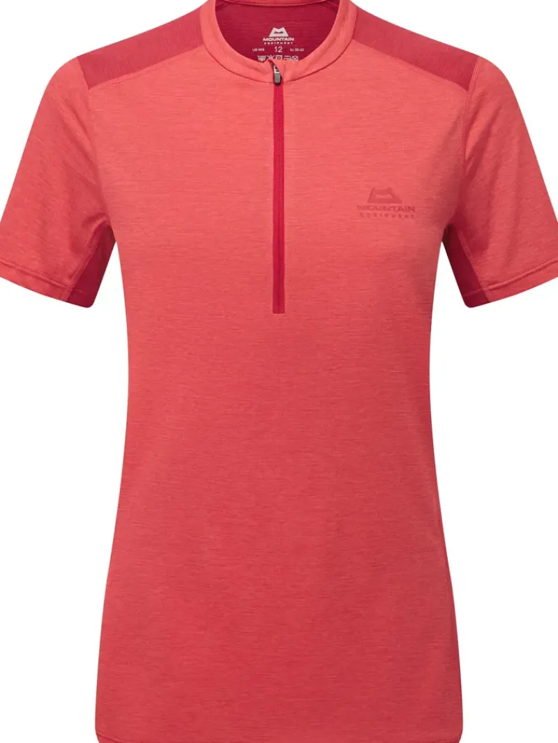 Mountain Equipment T-Shirts & Baselayers-Womens Nava SS Zip T - Hibiscus-Capsicum