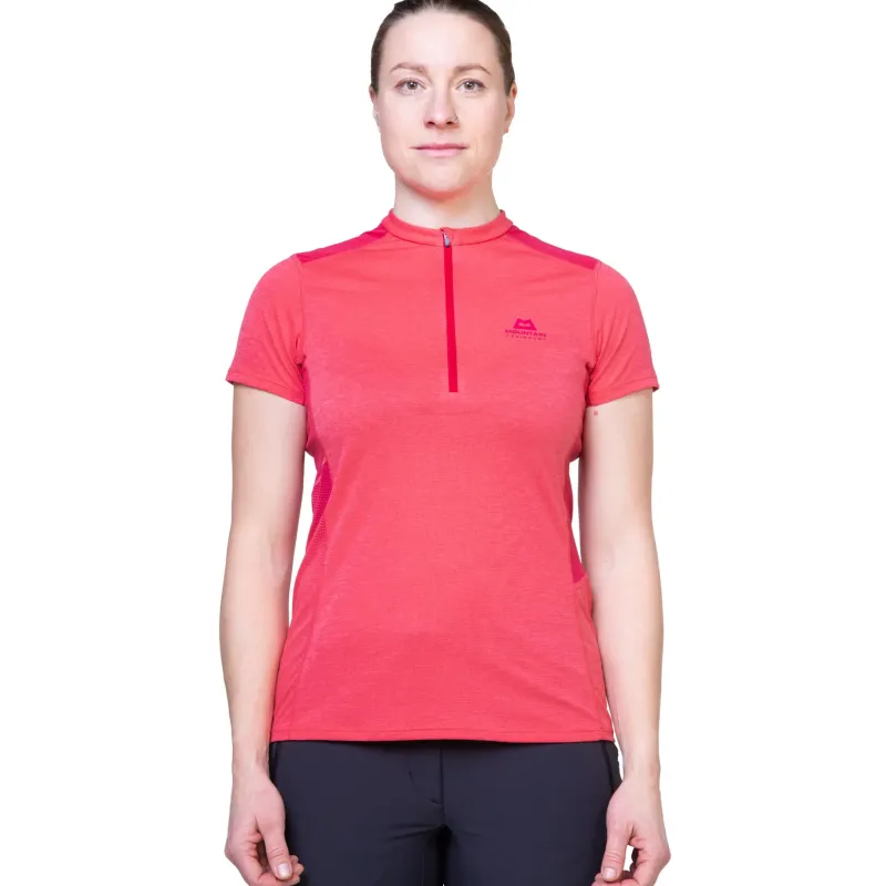Mountain Equipment T-Shirts & Baselayers-Womens Nava SS Zip T - Hibiscus-Capsicum