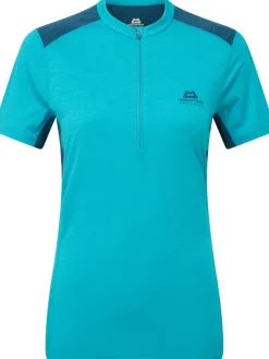 Mountain Equipment T-Shirts & Baselayers-Womens Nava SS Zip T - Topaz-Majolica
