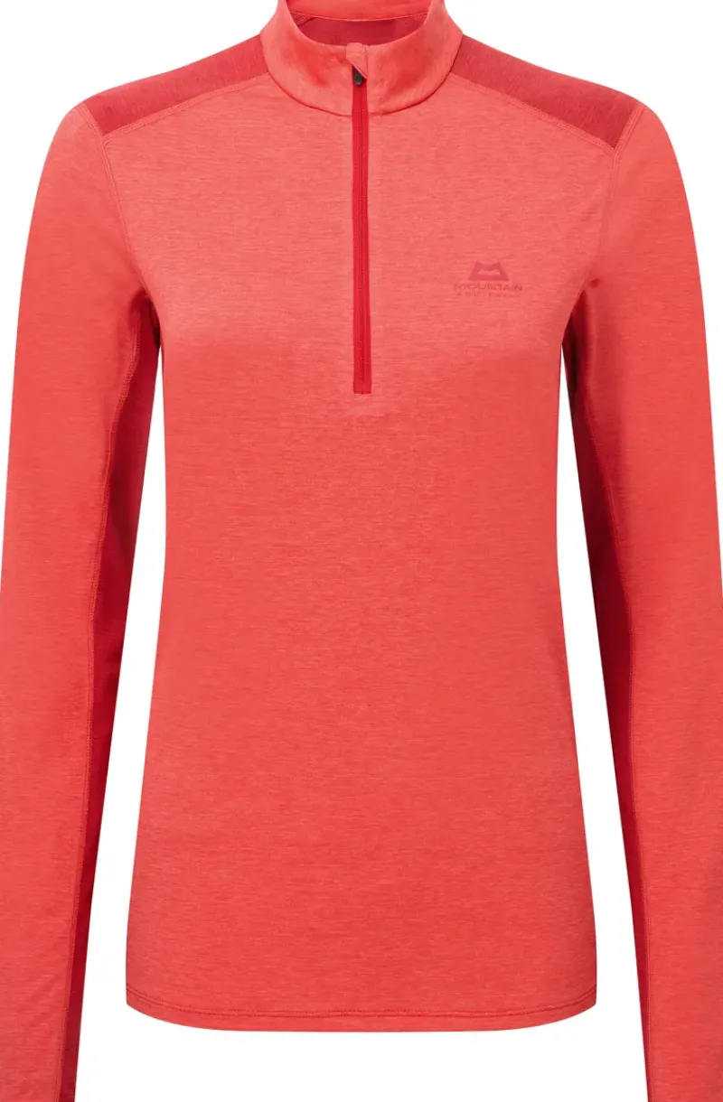 Mountain Equipment T-Shirts & Baselayers-Womens Nava LS Zip T - Hibiscus-Capsicum