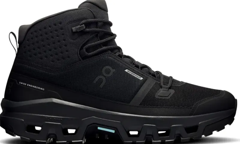 On Hiking Shoes & Boots|Walking Shoes-Mens Cloudrock Mid Waterproof Shoes - Black-Black