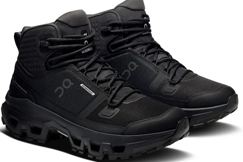 On Hiking Shoes & Boots|Walking Shoes-Womens Cloudrock Mid Waterproof Shoes - Black-Black