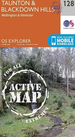 Ordnance Survey Maps And Books-OS Explorer - Active Map 128 - Taunton and Blackdown Hills