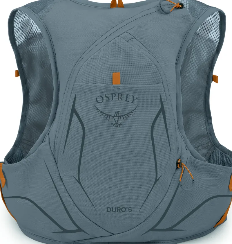 Osprey Fast & Light Rucksacks And Vests-Duro 6 with Flasks - Phantom Grey-Toffee Orange