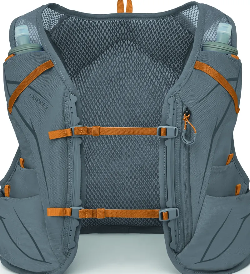 Osprey Fast & Light Rucksacks And Vests-Duro 6 with Flasks - Phantom Grey-Toffee Orange