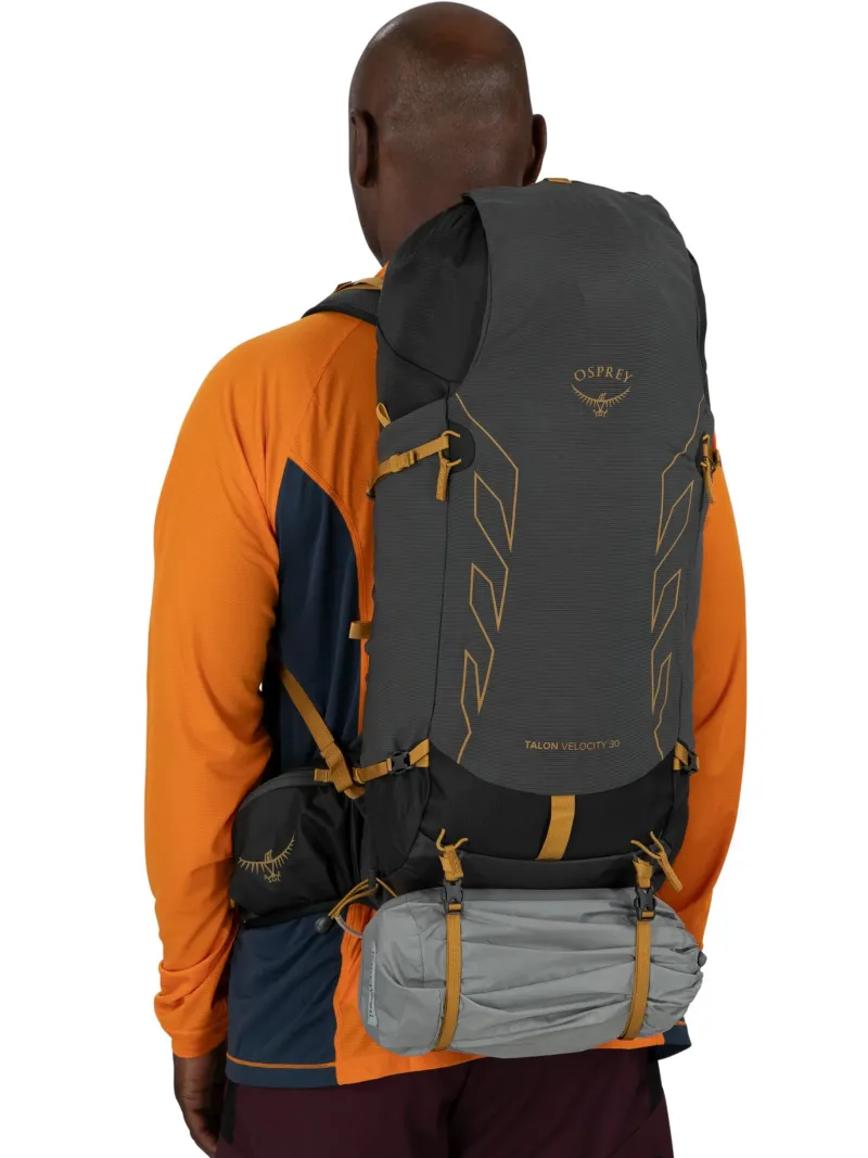 Osprey Fast & Light Rucksacks And Vests-Talon Velocity 30 Rucksack - Dark Charcoal-Tumbleweed Yellow