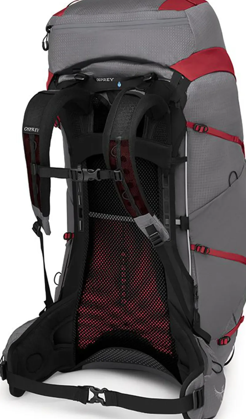 Osprey Backpacking Packs-Womens Eja Pro 55 Rucksack - Dale Grey-Poinsettia Red