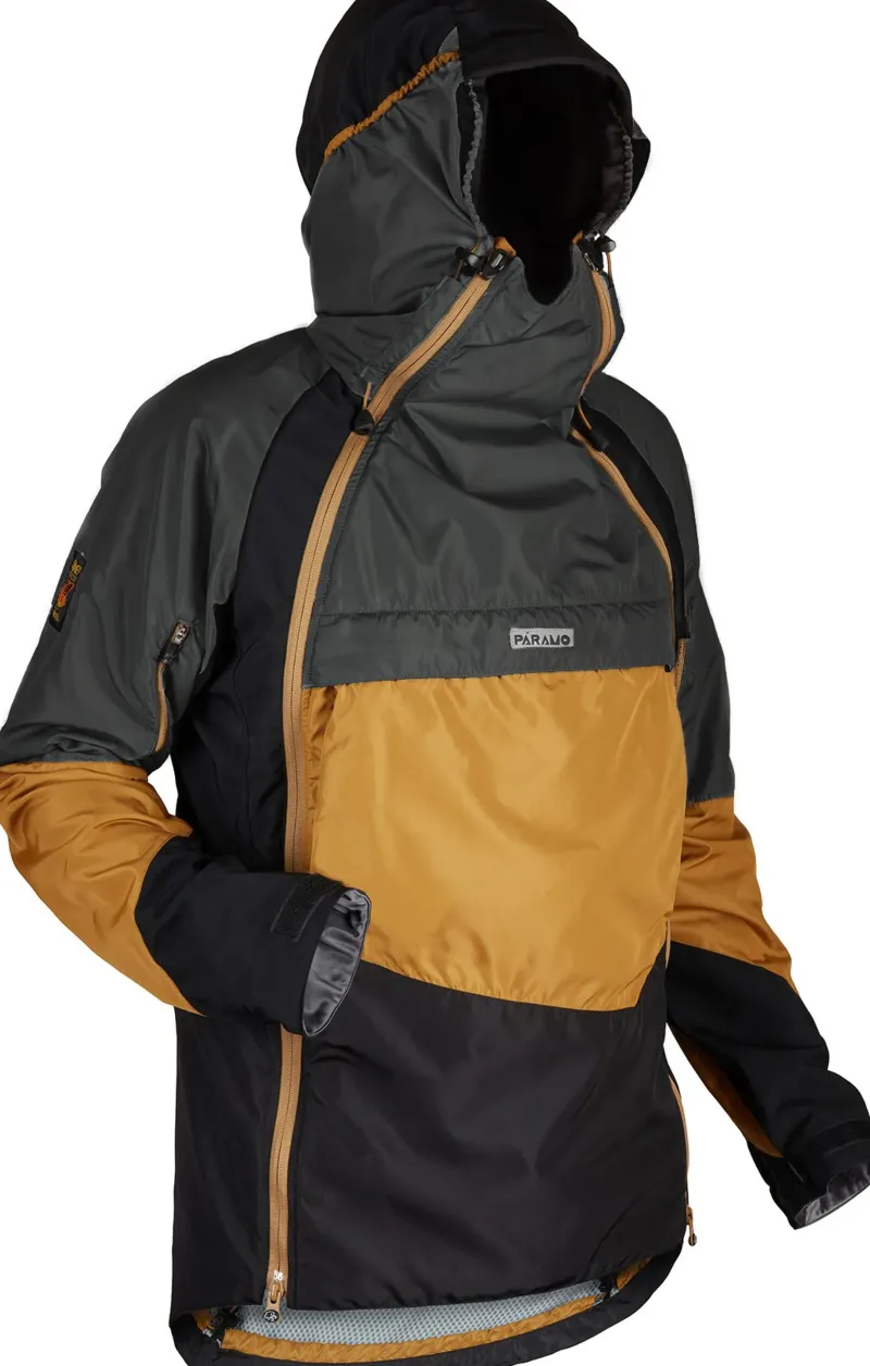 Paramo Waterproof Jackets-Mens Velez Evolution Hybrid Smock - Cumin-Steel-Black