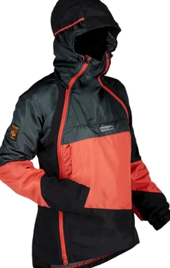 Paramo Waterproof Jackets-Womens Velez Evolution Hybrid Smock - Hot Coral-Dark Steel-Black