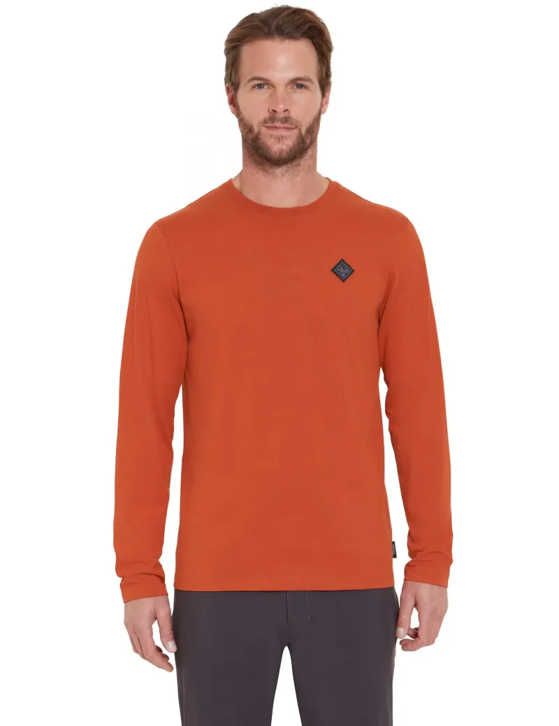 Rab T-Shirts & Baselayers-Mens Basecamp Logo Badge LS Tee - Red Clay