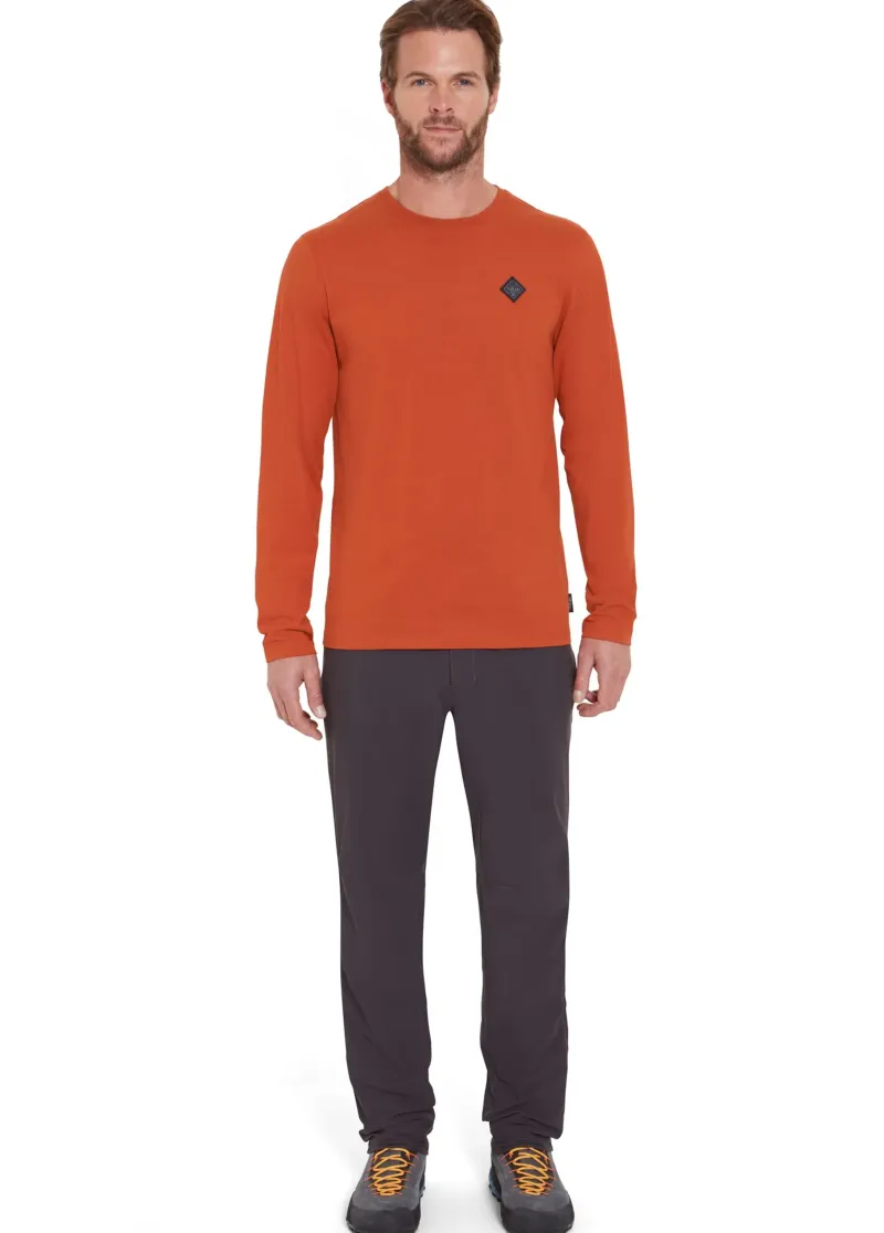 Rab T-Shirts & Baselayers-Mens Basecamp Logo Badge LS Tee - Red Clay