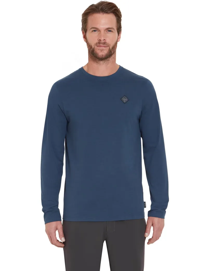 Rab T-Shirts & Baselayers-Mens Basecamp Logo Badge LS Tee - Tempest Blue