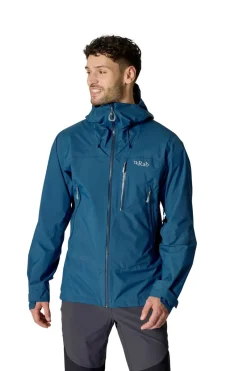 Rab Waterproof Jackets-Mens Downpour Mountain Jacket - Tempest Blue