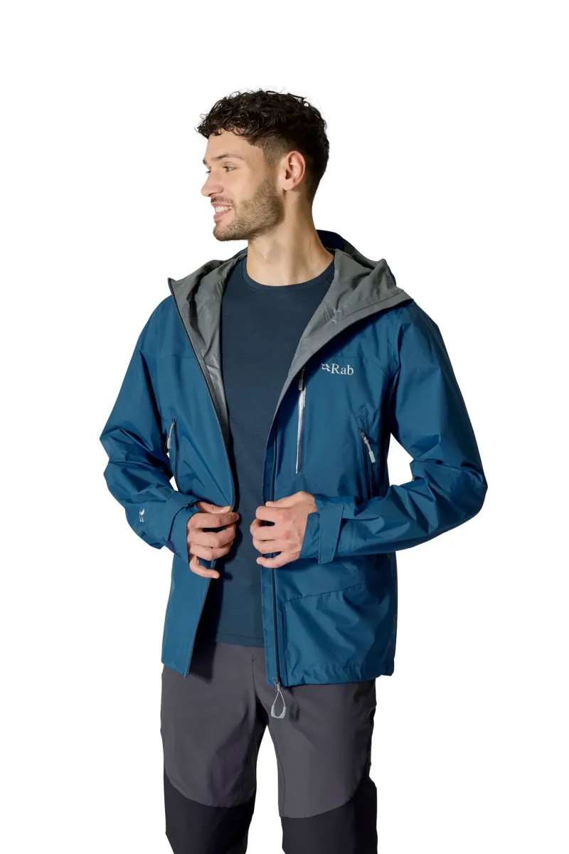 Rab Waterproof Jackets-Mens Downpour Mountain Jacket - Tempest Blue