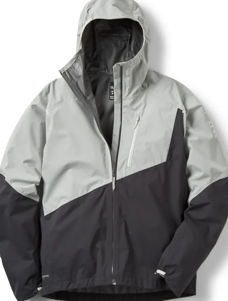 Rab Waterproof Jackets-Mens Downpour Trail Light Jacket - Light Zinc-Anthracite
