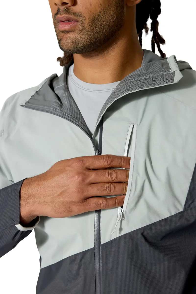 Rab Waterproof Jackets-Mens Downpour Trail Light Jacket - Light Zinc-Anthracite
