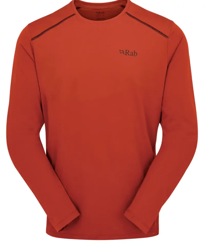 Rab T-Shirts & Baselayers-Mens Force Long Sleeved Tee - Tuscan Red